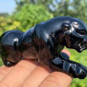 Cristal de obsidiana natural de 4,4&quot;, crânio de leopardo de cristal, esculpido à mão, cura por cristal, decoração para casa, presentes de cristal 1 peça