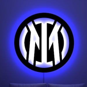 Inter Football Club LED Wall Sign – Illuminated Soccer Emblem for Game Room, Inter Milan Wall Decor, Man Cave, Customizable Gift Idea