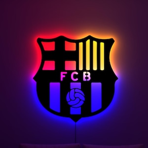 FC Barcelona LED Wall Art – Personalized Football Logo Sign for Fans, Man Cave Decor, Soccer Gift for Barca Supporters, Gift for him