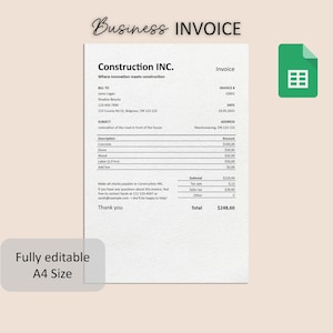 Invoice Template Google Sheets - Automatic Spreadsheet Invoice Generator