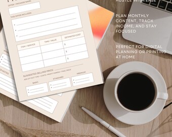 All-in-One Business Planner for Entrepreneurs | Digital & Printable PDF | Side Hustle, Finance, Content, Goals