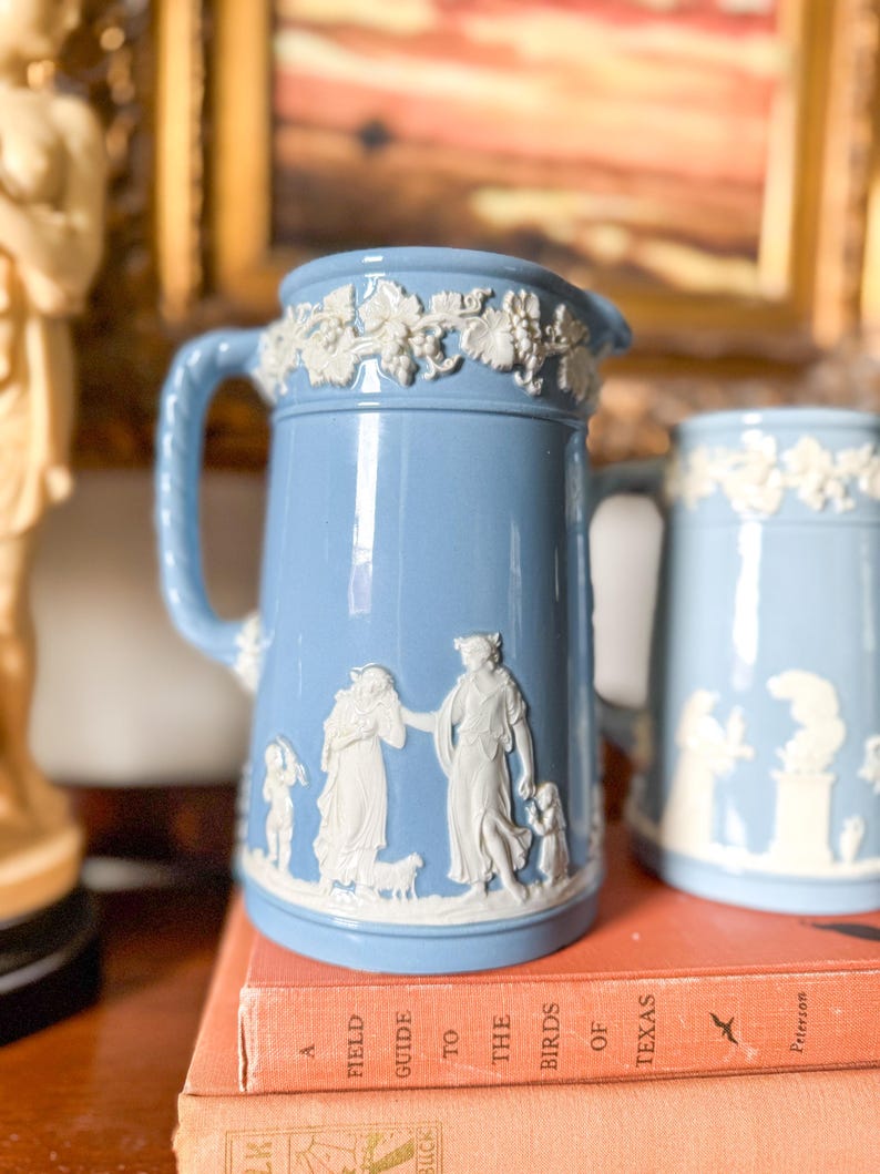 Antique Blue Wedgwood Jasperware Pitcher: Made in England - Etsy