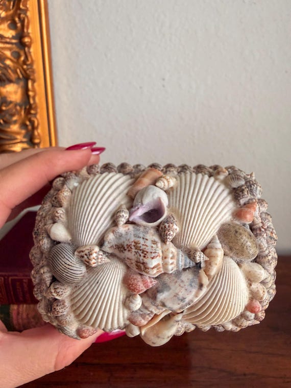 Vintage Seashell Box Decorative Shell Trinket Box… - image 3