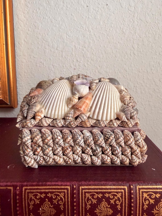 Vintage Seashell Box Decorative Shell Trinket Box… - image 4