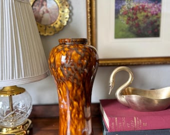 Vintage Tortoise Shell Blown Glass Vase