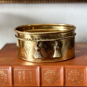Vintage Brass Oval Planter: Bow Rope & Tassel Detail - Made in India