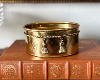 Vintage Brass Oval Planter: Bow Rope & Tassel Detail - Made in India