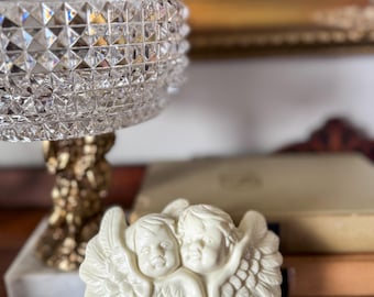 Vintage Cherub Angel Trinket Box: Porcelain Keepsake Box