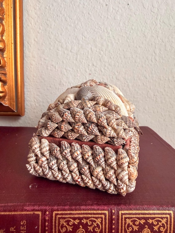 Vintage Seashell Box Decorative Shell Trinket Box… - image 8