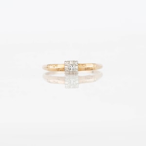Sweet 1930&#39;s Diamond Engagement Ring 14k Yellow Gold Two Tone