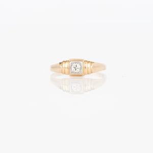 1950&#39;s Modernist Diamond Engagement Ring 14k Yellow Gold