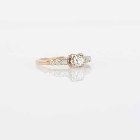 1940's Diamond Engagement Ring Two-tone 14k Gold - image 2