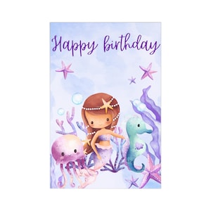 7 set - Mermaid Birthday Postcards, Cute Mermaid and Sea Creatures, Birthday Wishes, Greeting Cards, Ocean-Themed Party Decor, Kids [...]