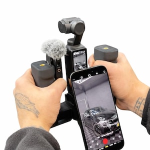 DJI Osmo Pocket 3/4 デュアルグリップスタビライザー（スマホホルダー付き）｜マグネット式NDフィルターホルダー付きミニリグ｜Vlog撮影セットアップ
