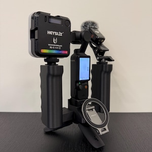 DJI Osmo Pocket 3 Dual Handle Grip – Stabilizer Rig with Mounts for Lights & Microphones – Vlogging Video Accessory