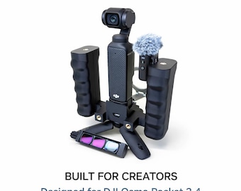 DJI Osmo Pocket 3/4 Dual Grip Stabilisator mit Telefonhalter | Mini Rig mit magnetischem ND Filter Halter | Vlogging Einrichtung