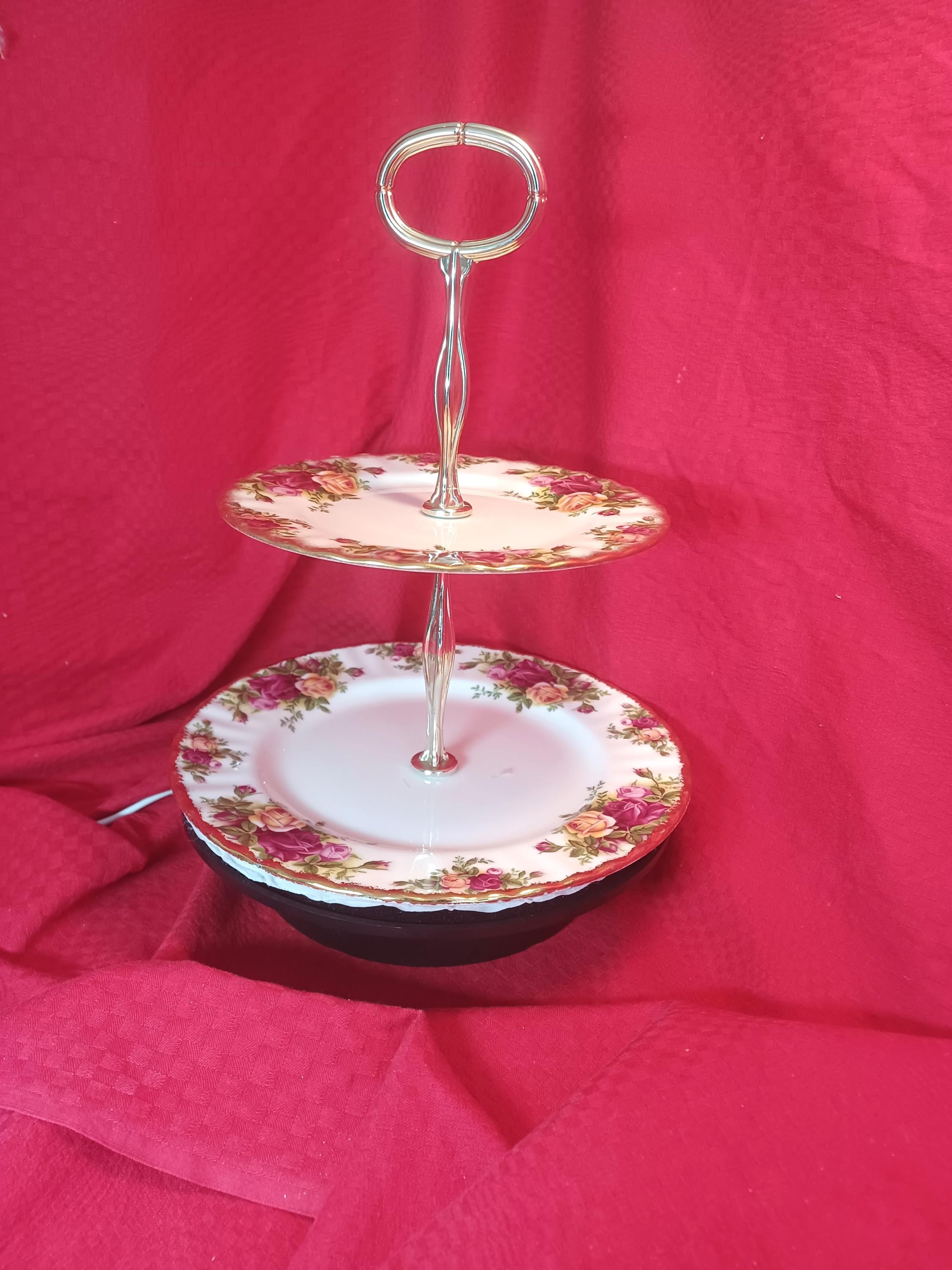 ロイヤルアルバート オールドカントリーローズ 2段ケーキスタンド 状態