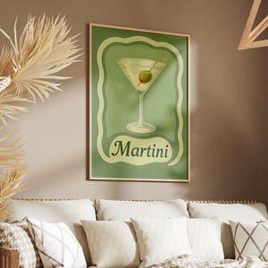 Martini wall art, martini poster, vintage poster art, bar decor, drink print, retro cocktail wall, DIGITAL DOWNLOAD, digital print