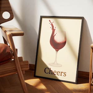 Wein-Kunstdruck, Wein-Kunst-Wanddekoration, Prost-Poster, Bar-Deko, Küchen-Wandbild, minimalistisches Poster, DIGITAL DOWNLOAD, Digitaldruck