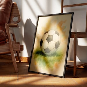 Digitales Fußball Poster, Aquarell Poster, Fußball Wandkunst, Poster Kinderzimmer, Kinderzimmer Deko, Wanddekoration, digitaler Download