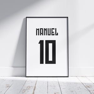Póster digital de fútbol: diseño de camiseta personalizado | Color, nombre y número personalizables | Descarga digital instantánea en formato A4/A3