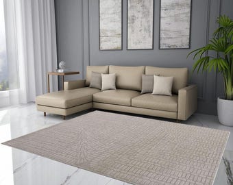 Hand-loomed Gray New Zealand Wool Area Rug: Geometric Arch Diamond Kilim, Boho Decor