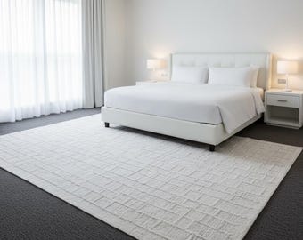 Handgewebter Teppich - Flach gewebter Teppich mit Modernem Ziegel Muster in Neutralen Tönen