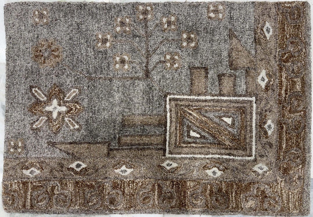 Hand-tufted Wool Area Rug: Abstract Landscape Design, Gray & Brown - Etsy