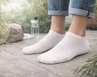 White Bamboo Ankle Socks, 6 Pack, Soft Breathable, Moisture-Wicking, Unisex Everyday Wear
