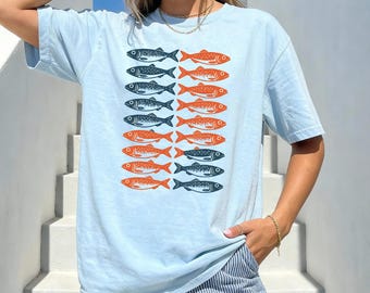 Seafood Sardines Tee Shirt Women, Comfort Sardine Shirt Mens, Les Sardines Tee, Sardines Tee, Fish Shirt 4XL, Portuguese Sardines Tshirt