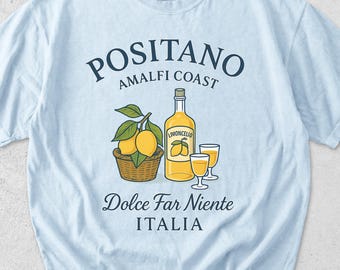 Italian Touristic Gift: Positano Amalfi Coast T-Shirt & Basket of Lemons Design