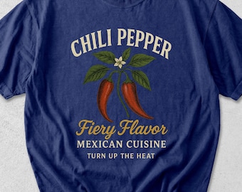 Comfort Colors Chili Pepper Tee Shirt, Fiery Flavor Mexican Cuisine T-Shirt, Spicy Peppers