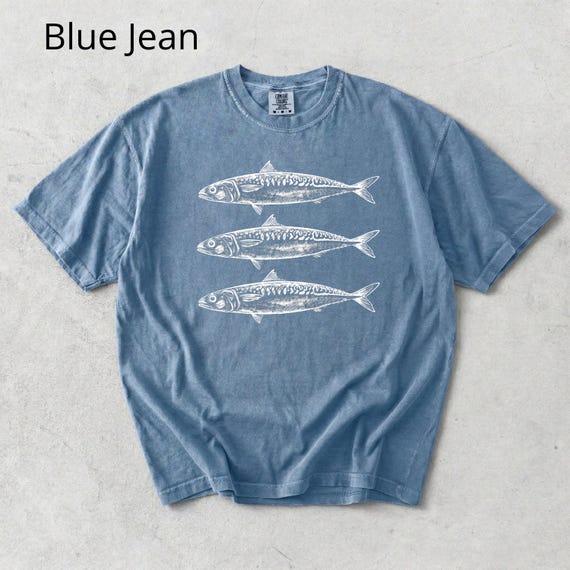 Three Sardines T-shirt, Les Sardines Tee, Sea Life Shirt, Portuguese Sardines Tshirt, Sardine Nautical Shirts, Sardines Big And Tall Shirt