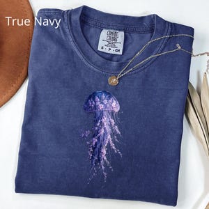 Lavender Jellyfish Floral  T-shirt, Sea Animal Jellyfish Shirt, Jellyfish Tee, Jellyfish T Shirt, Sea Creatures Shirt, Jellyfish Lovers Gift