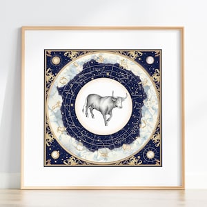 Stampa del Toro, stampa celeste, regalo per amico, compleanno, arte astrologica, segno zodiacale, arte murale