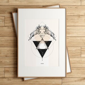 Stampa astratta dell'Ariete, arte geometrica, regalo per amico, compleanno, arte astrologica, segno zodiacale, arte murale