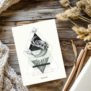 Stampa astratta del Capricorno, arte geometrica, regalo per amico, compleanno, arte astrologica, segno zodiacale, arte murale