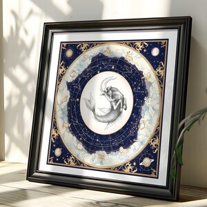 Stampa zodiacale Capricorno, stampa celeste, regalo per amico, compleanno, arte astrologica, segno zodiacale, arte murale