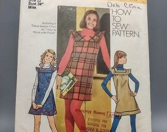 70s Misses Mini Jumper Dress - Simplicity 5154 - Misses Size 12