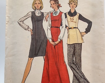 1970s Women's Jumper Dress, Tunic, and Pants Sewing Pattern - Butterick 6723 - Size 18 1/2