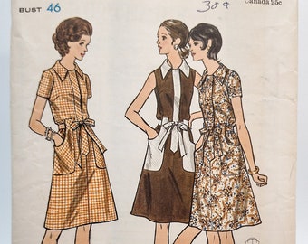 1970s Women's Knee-Length Dress Sewing Pattern - Butterlick 6214 - Plus Size Vintage Pattern - Bust Size 46"