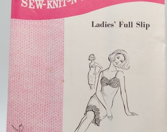 60s Vintage Ladies' Full Slip Sewing Pattern - Sew Knit N' Stretch 212 - Sizes Sm-XL