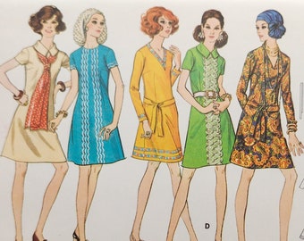 70s A-Line Minidress Vintage Plus Size Sewing Pattern - Butterick 5836 - Bust Size 44"