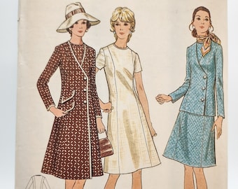 1970s Women's Dress and Coat or Jacket Sewing Pattern - Butterick 6137 - Plus Size Vintage Pattern - Bust Size 46"