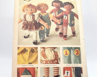 Vintage Educational Rag Doll Sewing Pattern Simplicity 9137 - 1970