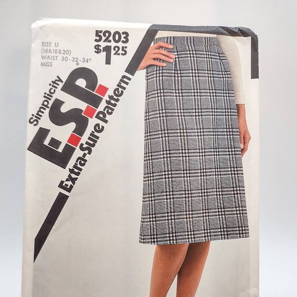 80s Midi Length Pencil Skirt Sewing Pattern - Simplicity E.S.P. 5203 - Size 16-20 - Uncut