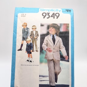 Vintage Simplicity 9349 Boys Suit - Jacket and Pants or Shorts - Child size 3 - 1979