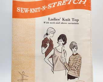 1970s Knit Top Sewing Pattern - Sew-Knit-N-Stretch 304 - Misses Sizes 14-18