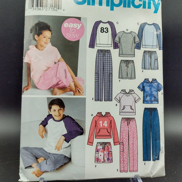 Kids Knit Pants and Tops/Hoodies Sewing Pattern - Simplicity 0628 - Child's 7-16