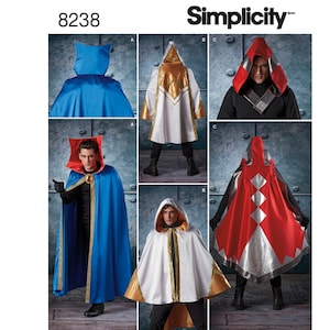 Sewing Pattern - Simplicity 8238 - Adult Costume Hooded Cape - One Size - OOP Uncut